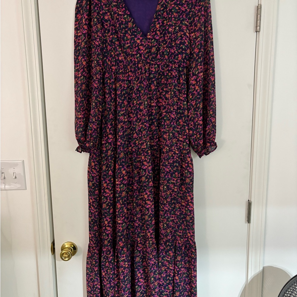 Elegant Floral Long Sleeve Maxi Dress